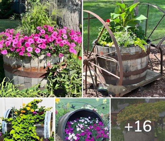 Creative Whiskey Barrel Planter Ideas ‎